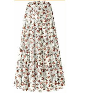 White Floral Tiered Maxi Skirt | Boho Cottagecore | Size XL | NWT